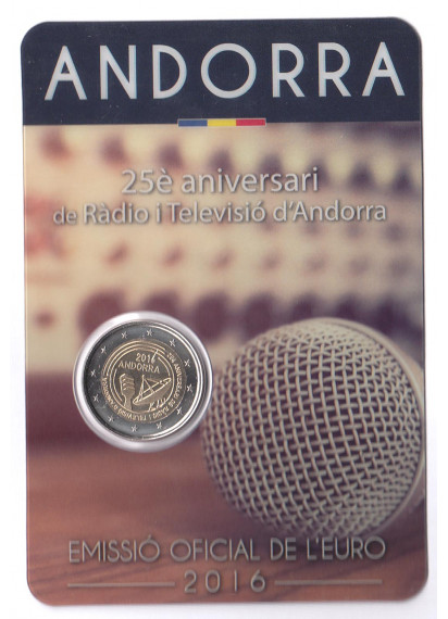 2016 - ANDORRA 2 Euro  25° Radiotelevisione di Andorra 